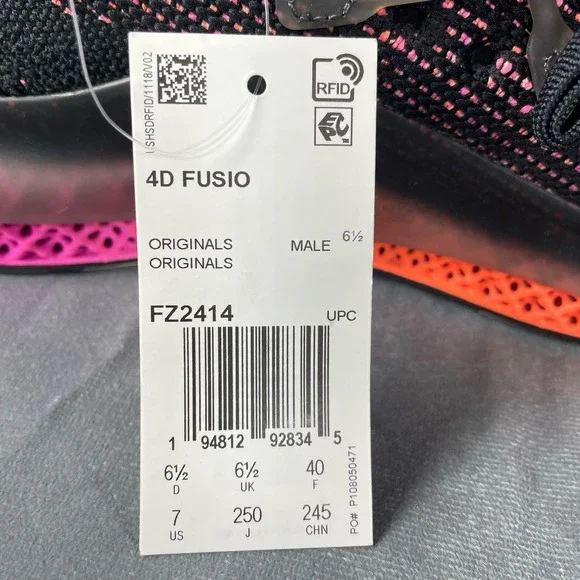 Adidas 4D Fusio Primeknit Black Solar Orange Pink Running Shoes FZ2414 Men’s 7 - Picture 9 of 10